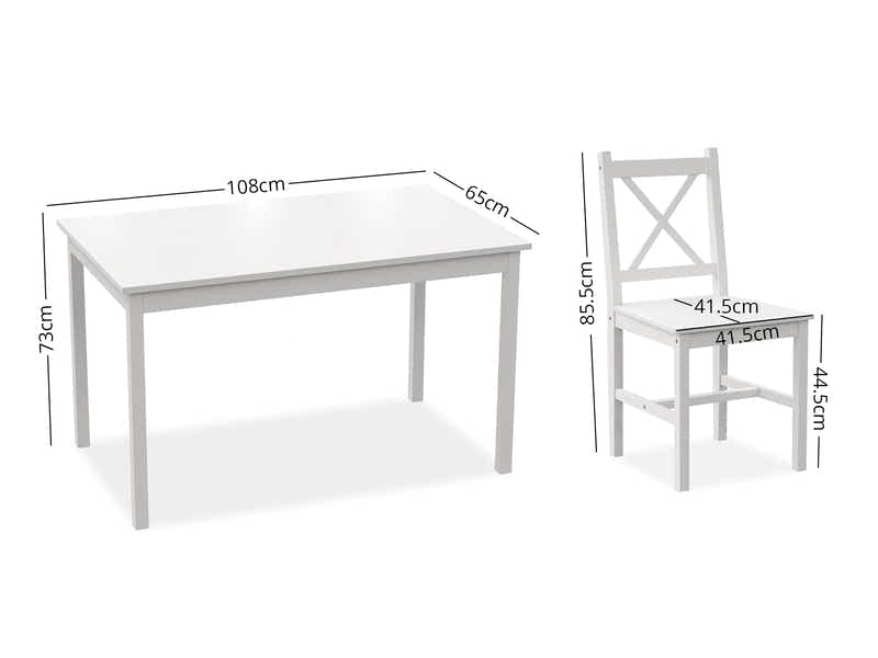 Selma 5-Piece Wooden Dining Set - White