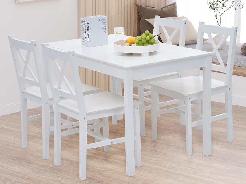 Selma 5-Piece Wooden Dining Set - White