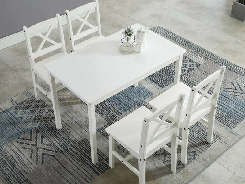 Selma 5-Piece Wooden Dining Set - White