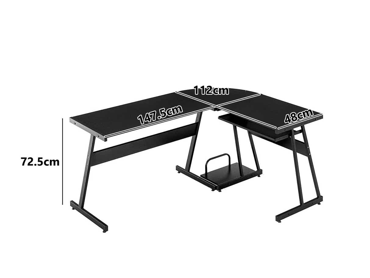 Irina L-Shaped Computer Desk - Black
