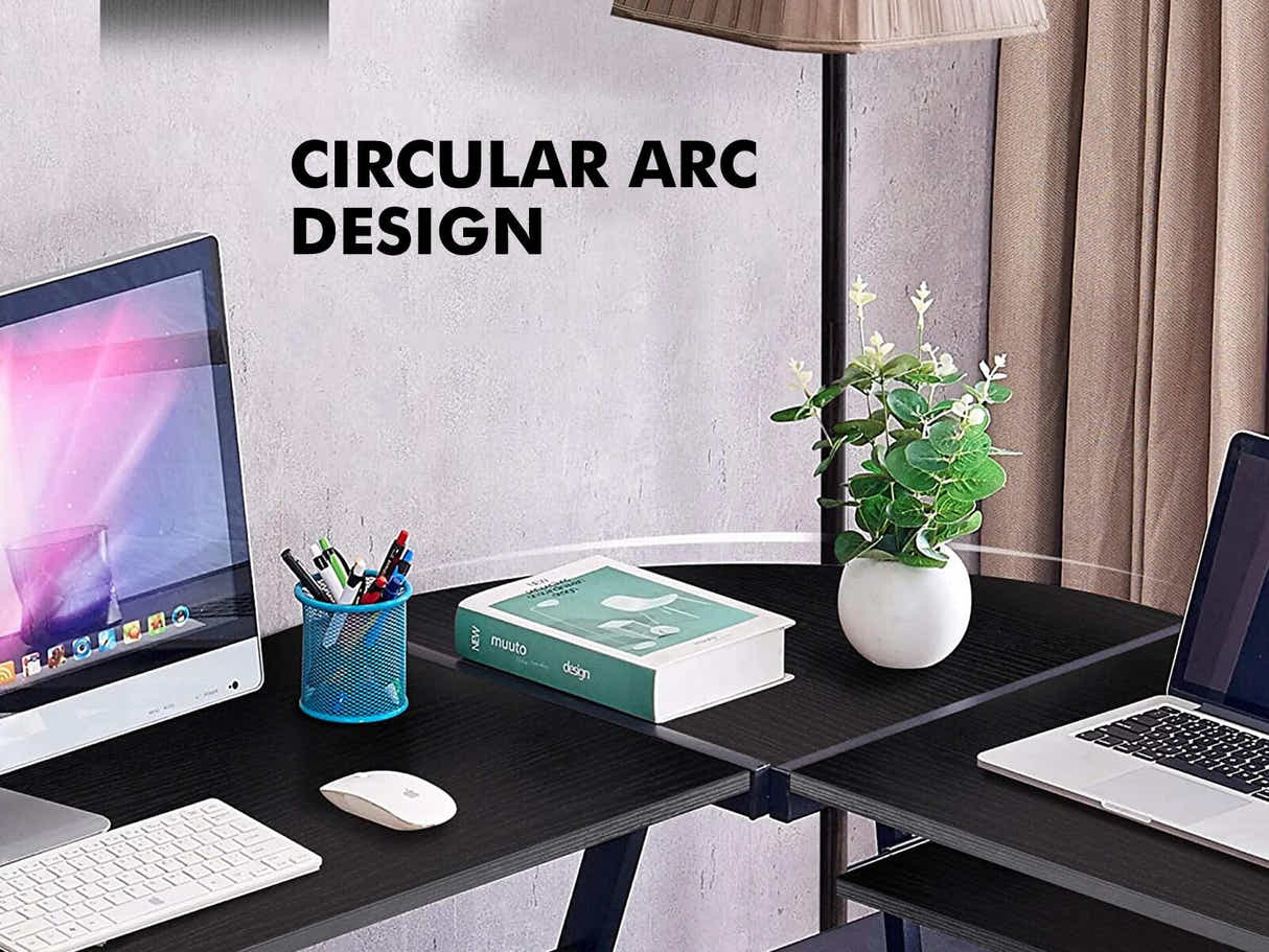 Irina L-Shaped Computer Desk - Black