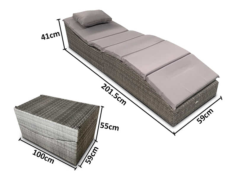 Miller Foldable Outdoor Sun Lounger - Light Grey