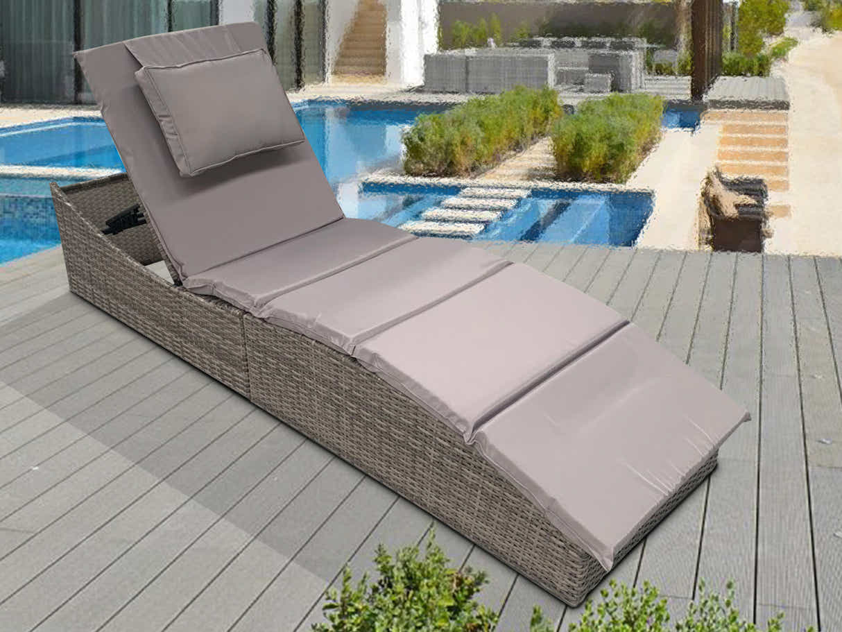 Miller Foldable Outdoor Sun Lounger - Light Grey