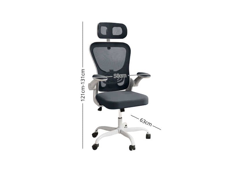 Executive Desk Dark Walnut & Molina Mesh Task Chair White+Grey (Combo)