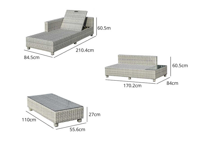 3pc Outdoor Sofa Set PE rattan