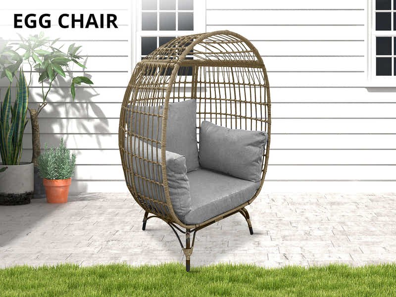 Standing Outdoor Egg Chair - Brown & Grey