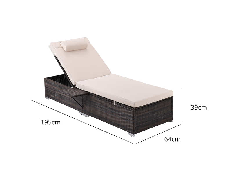 Outdoor Sun Lounger Beige - Set of 2