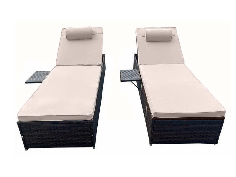 Outdoor Sun Lounger Beige - Set of 2