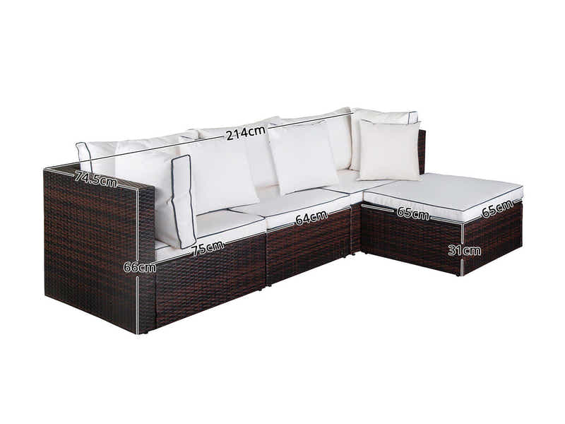 Hampton 4PC PE Rattan Outdoor Sofa Set