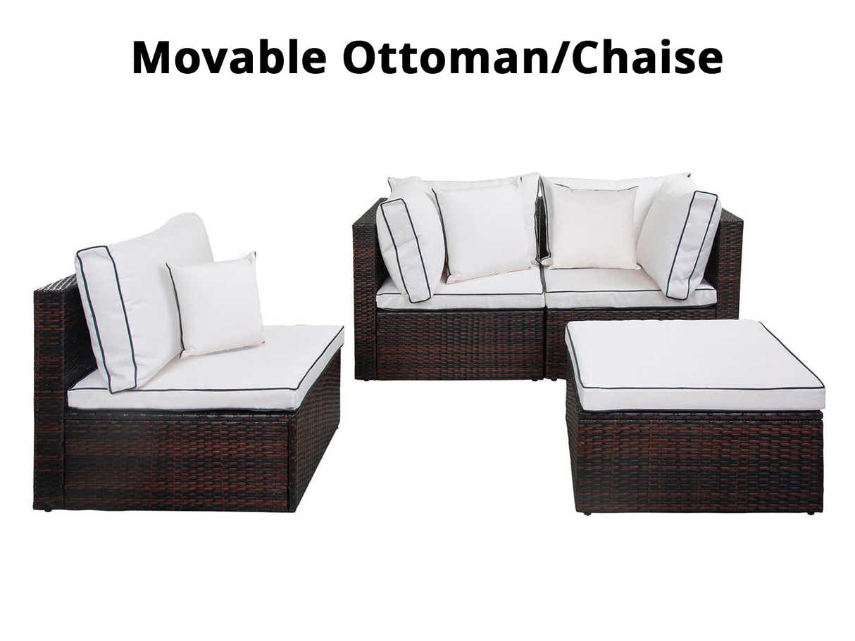 Hampton 4-Piece Outdoor Sofa Set - Brown + Cream