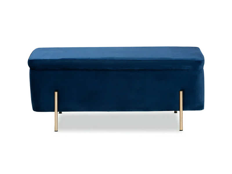 Molto Velvet Ottoman Bench with Storage - Blue