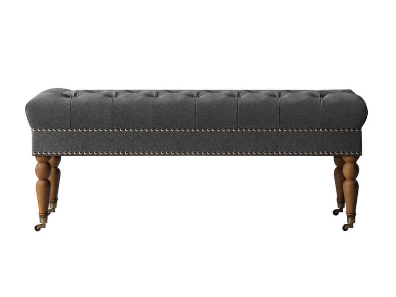 Bellay Linen Ottoman Bench - Dark Grey