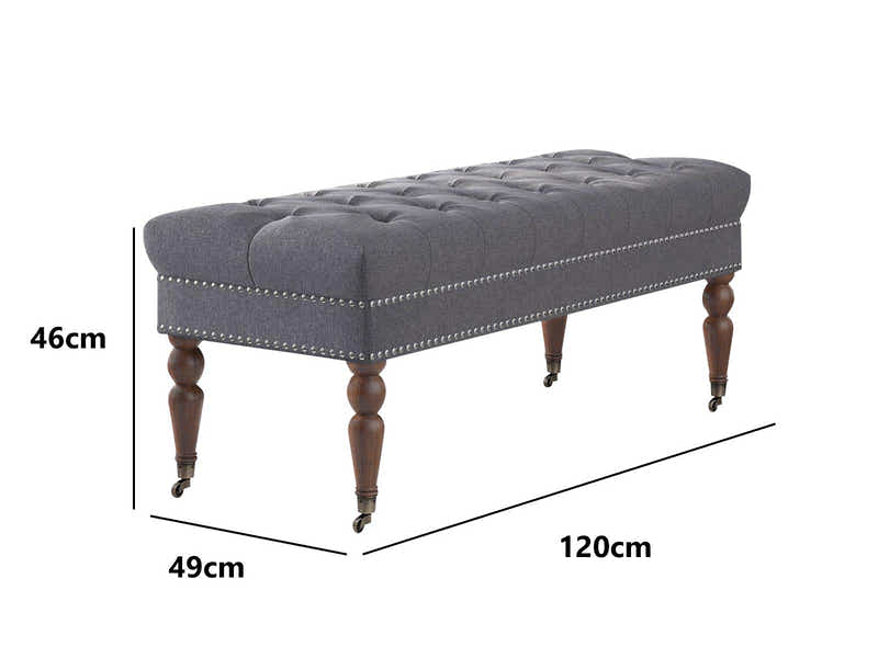 Bellay Linen Ottoman Bench - Light Grey