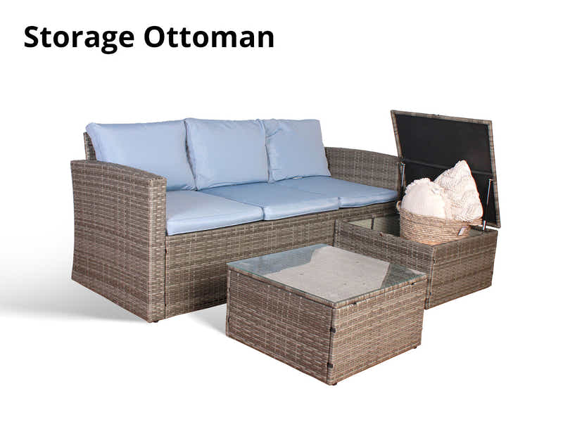 Outdoor Sofa with Storage PE wicker