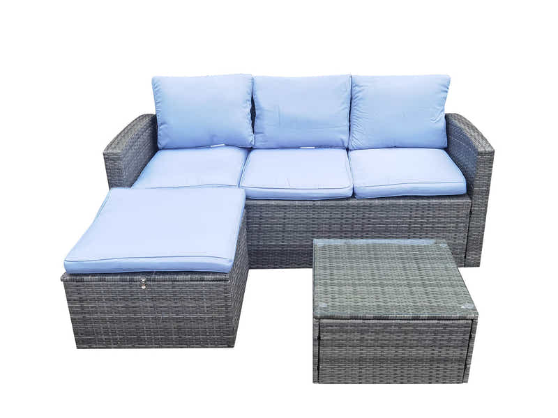 Rio 3PC Outdoor Sofa Set Blue PE rattan