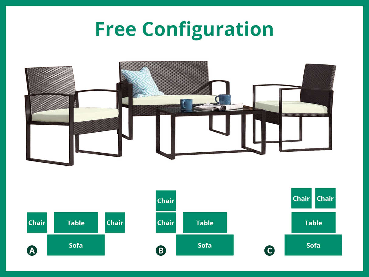 Thea 4-Piece Outdoor Set - Brown + White