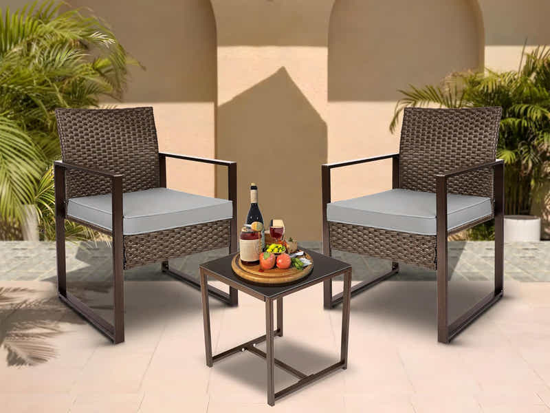 Livonia Outdoor Rattan Set Brown PE rattan