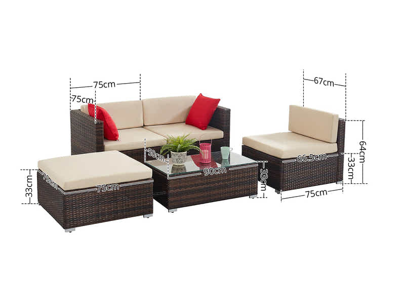 Caelan 5PC Outdoor Sofa Set