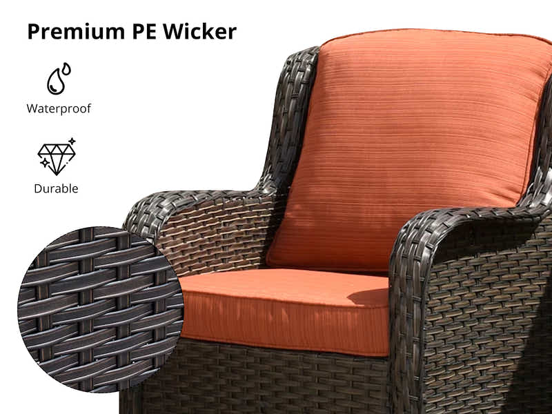 Fionnula 3PC Rattan Set Dark Brown+Orange