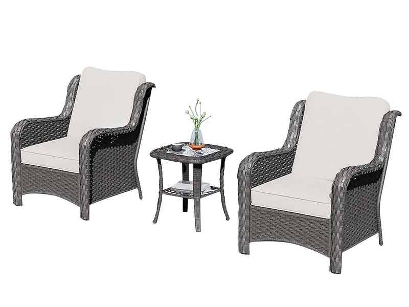 Fionnula 3PC Rattan Set Dark Grey+Beige