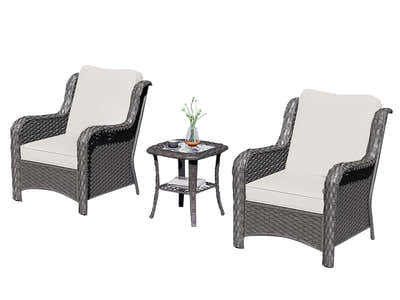 Fionnula 3PC Rattan Set Dark Grey+Beige