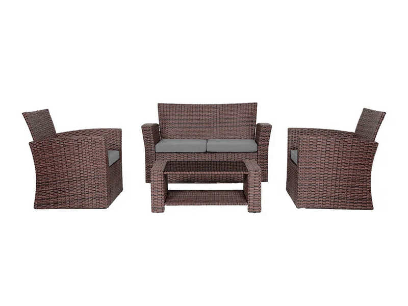 Geoff 4PC Outdoor Set Brown+Grey