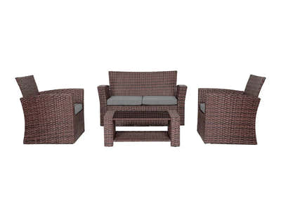 Geoff 4PC Outdoor Set Brown+Grey