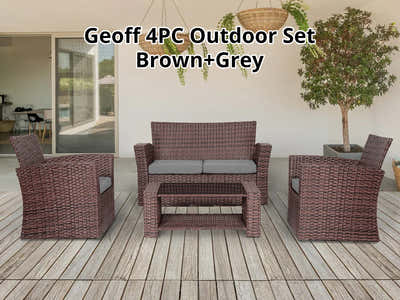 Geoff 4PC Outdoor Set Brown+Grey