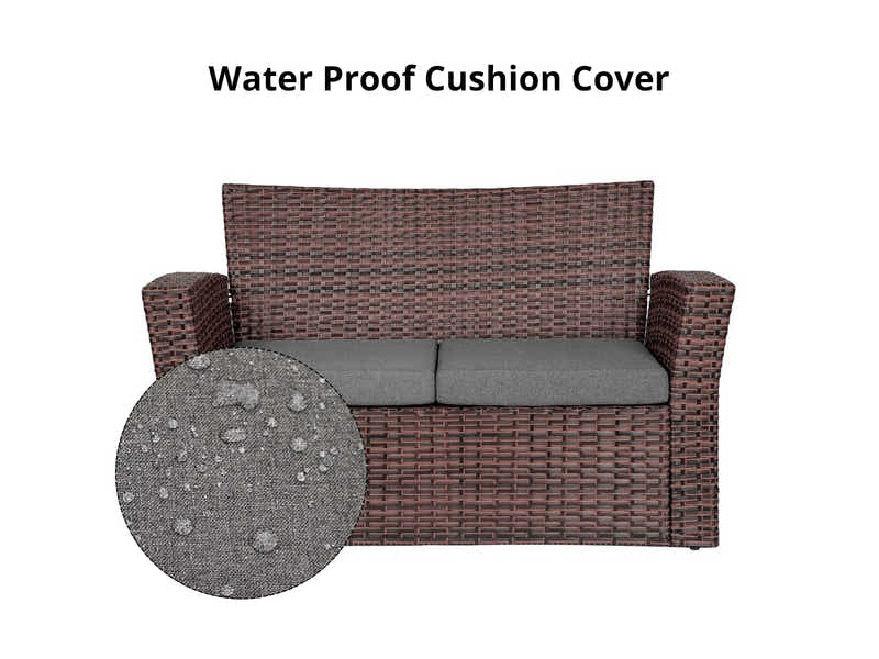 Geoff 4PC Outdoor Set Brown+Grey