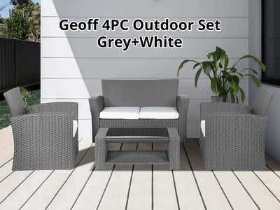 Geoff 4PC Outdoor Set Grey+White