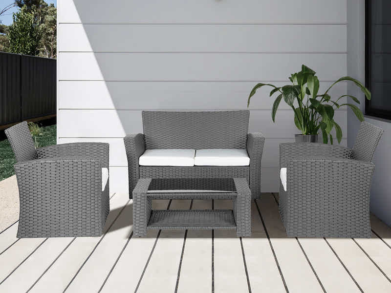 Geoff 4PC Outdoor Set Grey+White