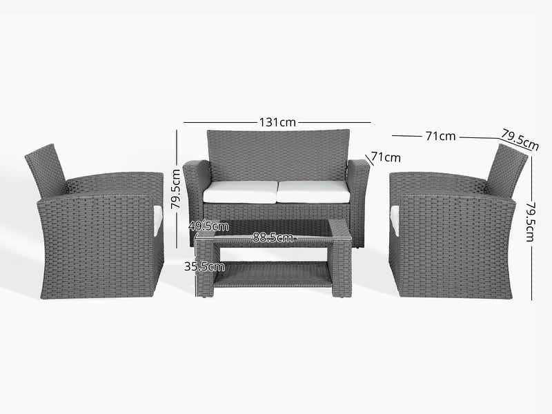 Geoff 4PC Outdoor Set Grey+White