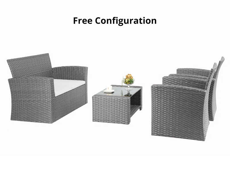 Geoff 4PC Outdoor Set Grey+White