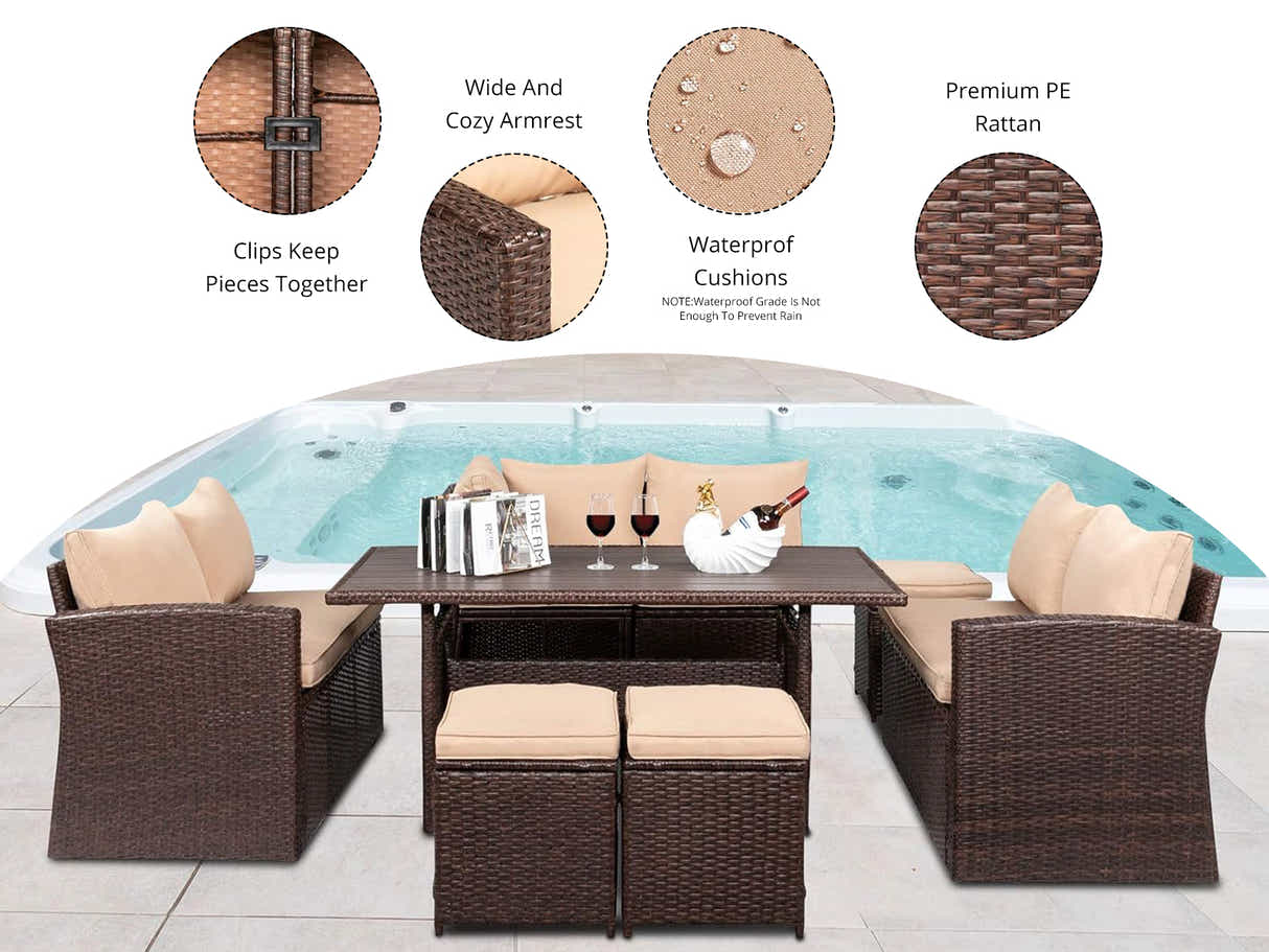 Allyn 8-Piece Outdoor Set - Brown