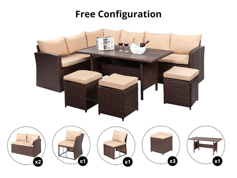 Allyn 8-Piece Outdoor Set - Brown