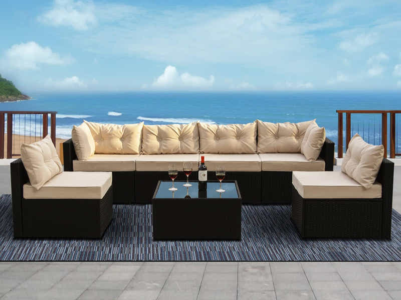 Shelby 5PC Outdoor Set Black+Beige