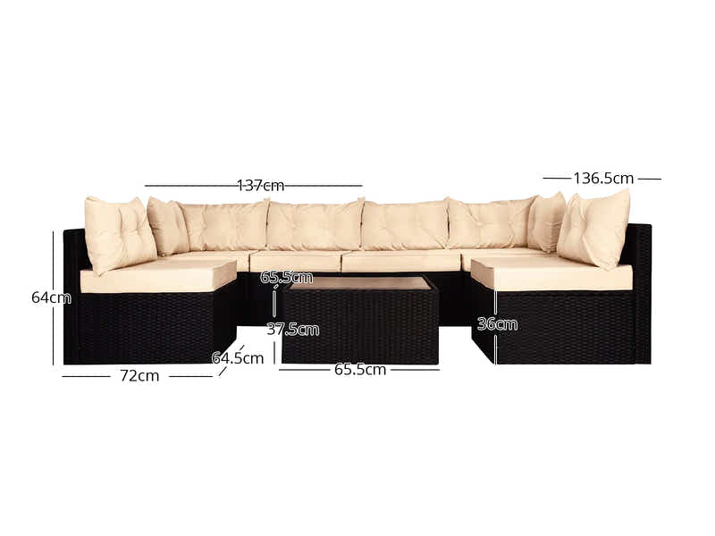 Shelby 5PC Outdoor Set Black+Beige