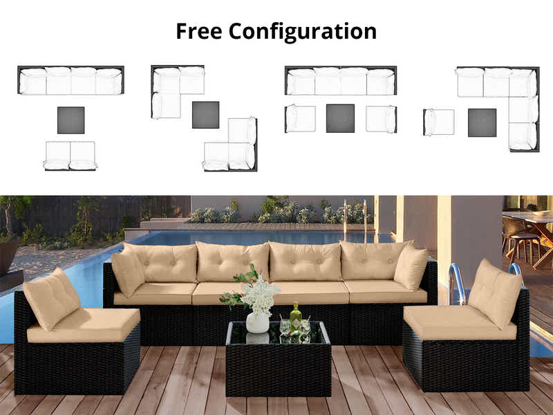 Shelby 5PC Outdoor Set Black+Beige