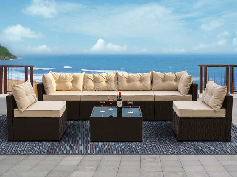 Shelby 5PC Outdoor Set Brown+Beige