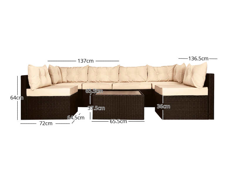 Shelby 5PC Outdoor Set Brown+Beige