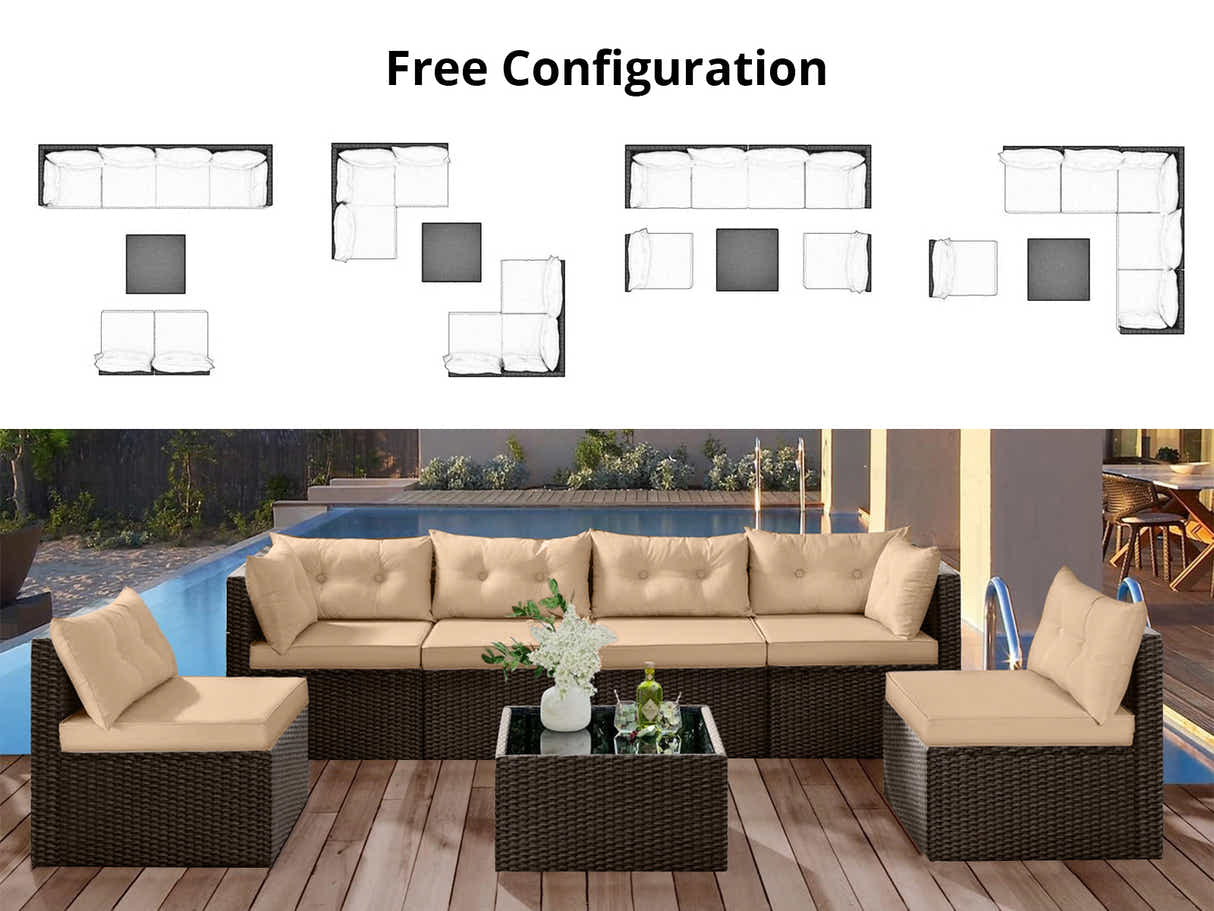 Shelby 5-Piece Outdoor Set - Brown + Beige