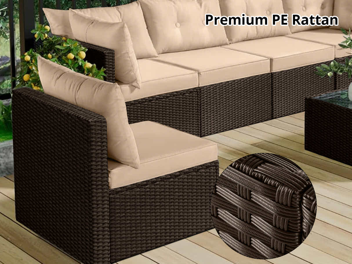 Shelby 5-Piece Outdoor Set - Brown + Beige