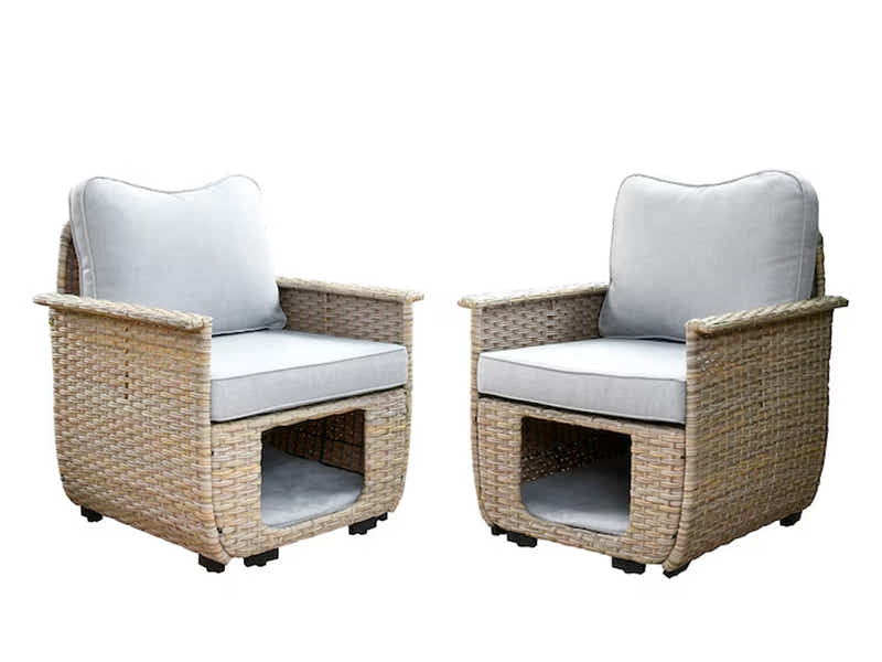 Aphrodite Patio Chair x2 Khaki+Grey