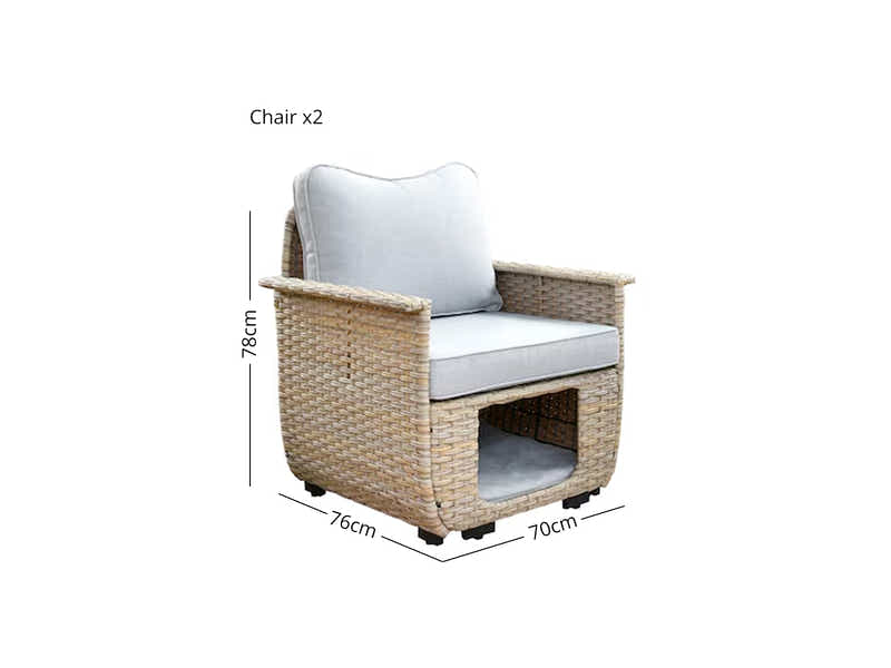 Aphrodite Patio Chair x2 Khaki+Grey