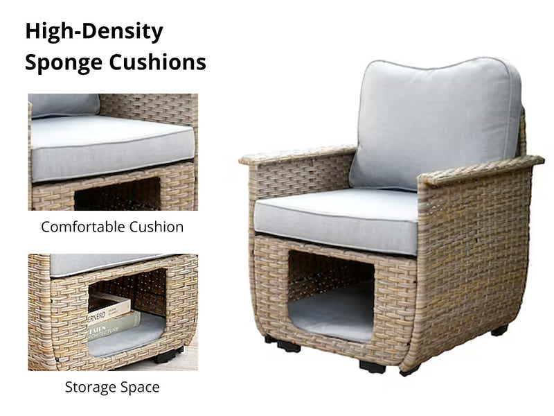 Aphrodite Patio Chair x2 Khaki+Grey
