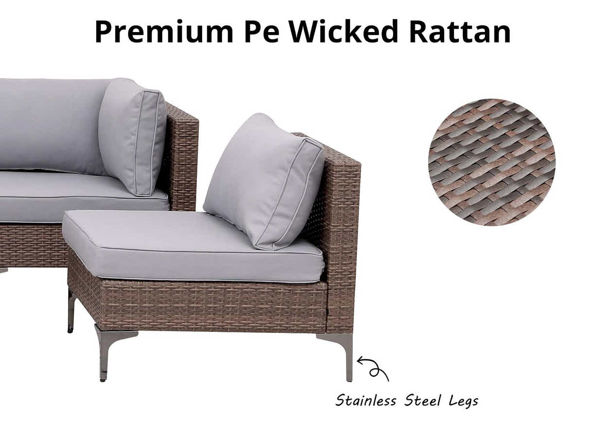 DS Ruta 7PC Wicker Set Light Brown+Grey