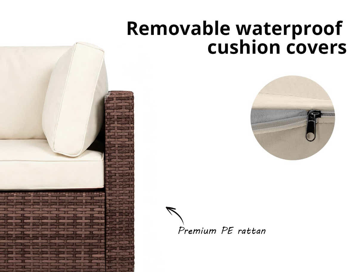 DS Tendy 7PC Patio Sofa Set Brown+Beige