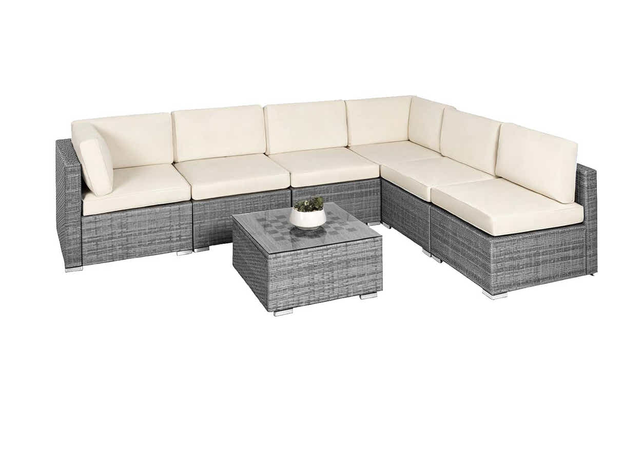 DS Tendy 7PC Patio Sofa Set Grey+Beige