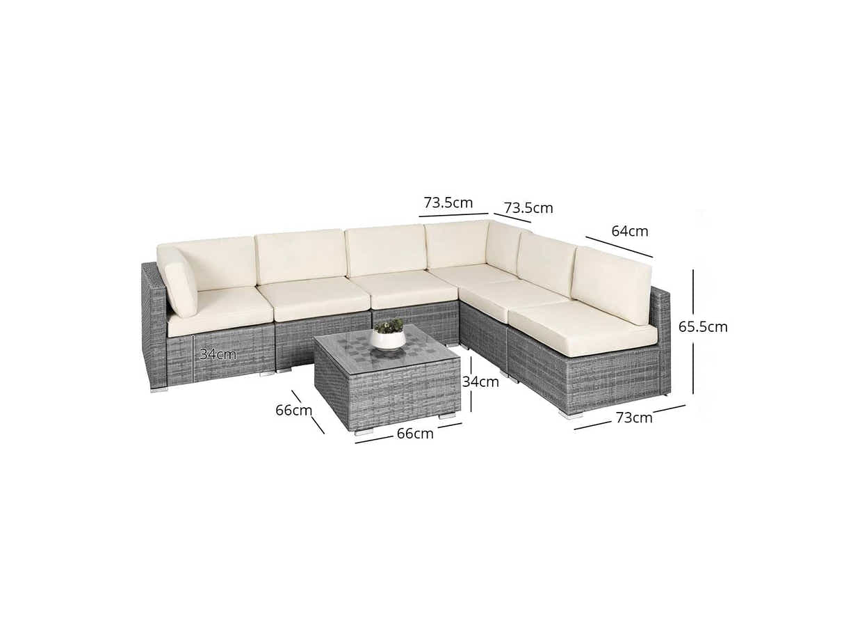 DS Tendy 7PC Patio Sofa Set Grey+Beige