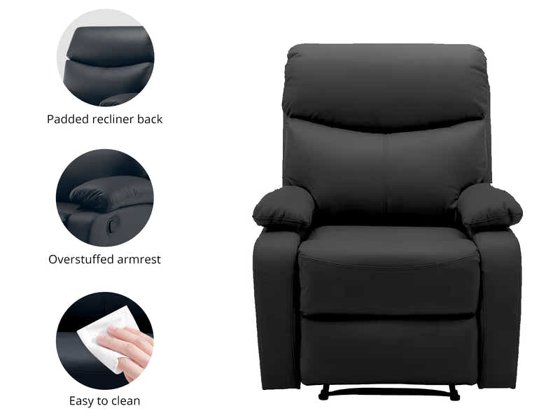 DS Giselle Recliner Chair PU Black